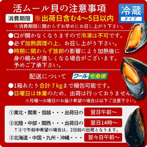 生ムール貝 中 1kg三陸宮城県 石巻産 漁師直送 活ムール貝（ムールガイ イガイ ムラサキ貝 カラス貝）［ 父の日 ギフト プレゼント］ 2