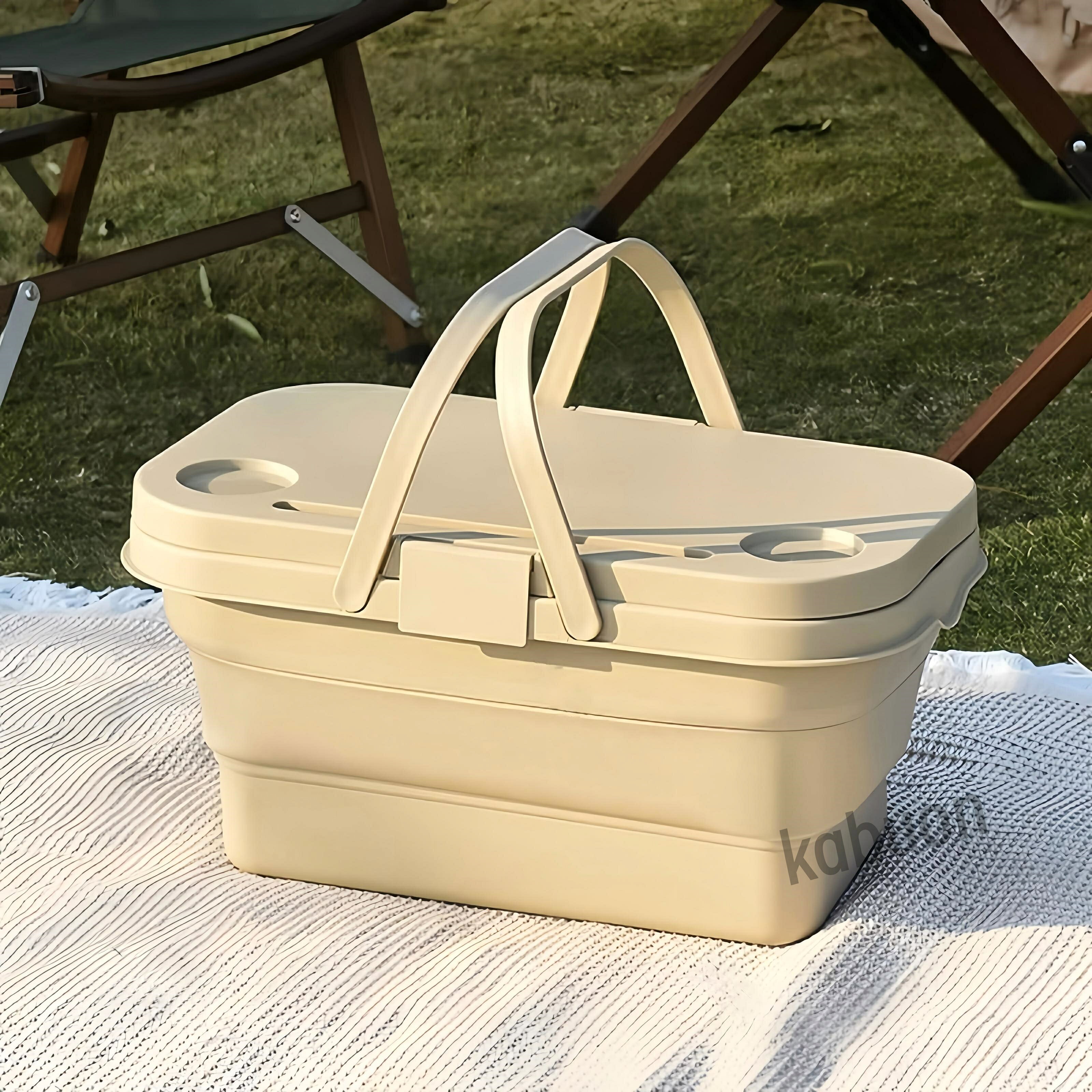 折りたたみ収納バスケット 大容量 折りたたみテーブル スーパー買い物かご レジャー&ピクニックバスケット 手提げ式 春のお出かけに 折りたたみバスケット