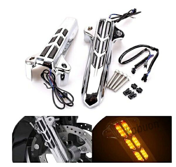 フロントロワーフォークレッグカバー LEDランプ付き。 注）LEDの色は赤色に光ります。 【適合車種】 2014年以降のツーリングモデル用 素材はABSプラスティクです。 【サイズ】 写真にてご確認ください。 注 意 事 項 ■車種によっては加工が必要な場合がございます。 ■商品に関してのサポートは行っておりません。また箱や説明書の部類はございませんので取り付けできない場合は専門業者にご依頼ください。 ■当商品は輸入品の為、色むら、剥げ、スレ、錆、キズ等がある場合がございます。 ◆純正品ではございませんので完全一致にはなりません。 ご自身で取り付けできない場合は必ず専門業者様へご依頼下さい。 ◆入荷時期によってデザインに細かなデザインの多少の差異が見られる事が御座います。あらかじめご了承くださいませ。 ■他でも販売しているため在庫のある商品でも売り切れの場合がございますのでご了承ください。