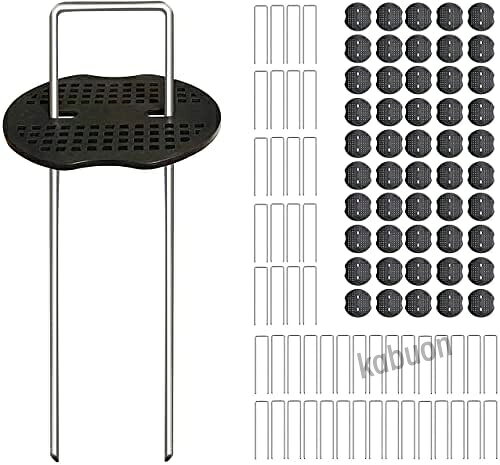 防草シート 固定ピン 50本セット 黒丸付き Uピン 杭 人工芝固定用 20cm×4mm×20cm