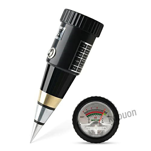 【製品仕様】 湿度測定範囲：1~8％ PH測定範囲：3~8 pH精度：±0.2PH 湿度精度：±1% サイズ: 16x5x5cm 【バッテリー不要・1台2役】 電源不要で、これ1つで土壌の水分量とpHが測定可能なツールです。 差し込んだ瞬間からメーターが動き、通常は水分量を表示し、サイドの切り替えボタンを押すとpHを表示します。 ボタンは押し込んだ状態で止まらず、手を離すと戻ります。 使い方が簡単なので、家庭菜園の水分量とpHのチェックに最適です。 【なぜPHメーターが必要】 酸性またはアルカリ性すぎる土壌は、植物の成長と品質に影響を与えます。 ほとんどの植物は酸性またはアルカリ性すぎる土壌に耐性がありません。 そのため、土壌のpHと水分含有量を知ることが非常に重要です。 従来の土壌pH測定方法とは異なり、操作が簡単です。 【土壌の管理に便利】 プローブ交換不要で、通常の使用寿命は3年以上です。 バッテリー不要で、電気がなくなる心配はありません。 日常的に使用でき、手入れも簡単です。 農作物、果樹園、竹類栽培、実験研究分野などにおすすめです。 【ご注意】 1. 酸化損傷やプローブ表面の損傷を避けるため、金属プローブを土壌に長時間挿入しないでください。 2. 測定後は、金属プローブ表面の土壌粒子をきれいに拭き取ってください。 3. 機器を放置する前に、金属プローブを洗浄し、乾燥した状態に保ってください。 4. プローブは他の金属物質から遠ざけてください。 本器は湿潤土壌の測定専用ですので、水溶液中に直接プローブを挿入しないでください。【製品仕様】 湿度測定範囲：1~8％ PH測定範囲：3~8 pH精度：±0.2PH 湿度精度：±1% サイズ: 16x5x5cm 【バッテリー不要・1台2役】 電源不要で、これ1つで土壌の水分量とpHが測定可能なツールです。 差し込んだ瞬間からメーターが動き、通常は水分量を表示し、サイドの切り替えボタンを押すとpHを表示します。 ボタンは押し込んだ状態で止まらず、手を離すと戻ります。 使い方が簡単なので、家庭菜園の水分量とpHのチェックに最適です。 【なぜPHメーターが必要】 酸性またはアルカリ性すぎる土壌は、植物の成長と品質に影響を与えます。 ほとんどの植物は酸性またはアルカリ性すぎる土壌に耐性がありません。 そのため、土壌のpHと水分含有量を知ることが非常に重要です。 従来の土壌pH測定方法とは異なり、操作が簡単です。 【土壌の管理に便利】 プローブ交換不要で、通常の使用寿命は3年以上です。 バッテリー不要で、電気がなくなる心配はありません。 日常的に使用でき、手入れも簡単です。 農作物、果樹園、竹類栽培、実験研究分野などにおすすめです。 【ご注意】 1. 酸化損傷やプローブ表面の損傷を避けるため、金属プローブを土壌に長時間挿入しないでください。 2. 測定後は、金属プローブ表面の土壌粒子をきれいに拭き取ってください。 3. 機器を放置する前に、金属プローブを洗浄し、乾燥した状態に保ってください。 4. プローブは他の金属物質から遠ざけてください。 本器は湿潤土壌の測定専用ですので、水溶液中に直接プローブを挿入しないでください。