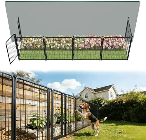 ガーデン フェンス 屋外用 約80cm 高さ 約4.1m 長さ 頑丈な 犬用 メタル バリア ノーディグ加工 デコレーション フェンス 6枚 ブラック