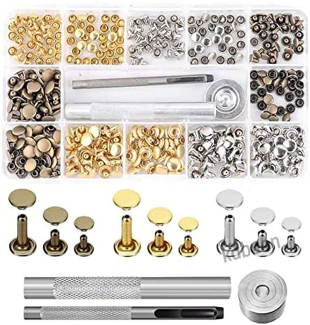 カシメセット 90組 3サイズ 3色 工具付き DIY 手芸 ハンドメイド 収納ケース付き