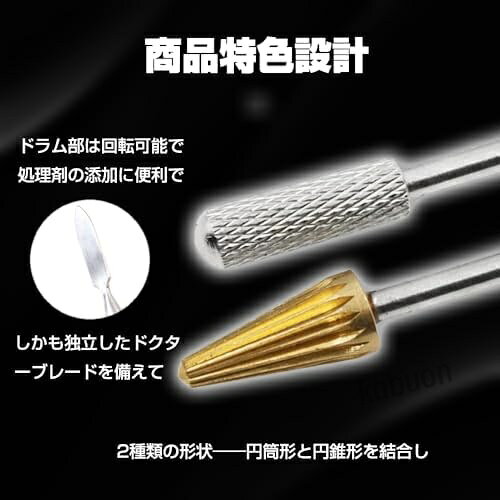 かぶおんのレザークラフト ペン型コバ塗り器 ヘラ ローラー 両用 タイプ 道具 工具 ワックス 革 仕上げ 筆 回転 2本セット ステンレス製 142mm｜アングル3