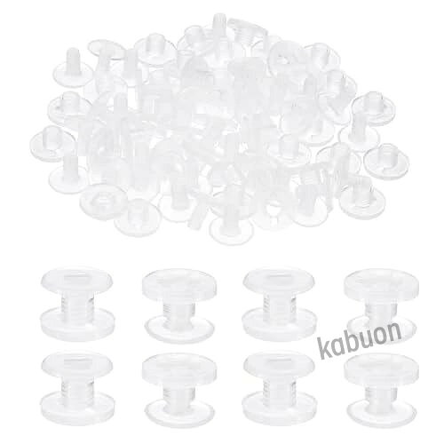 10mm スクリュー 40セット プラスチックバインディングポスト レザーベルト スクラップブック フォトアルバム用 クリア