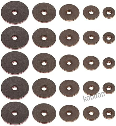 仕様： 素材：PUレザー 直径：6mm、8mm、10mm、12mm、14mm 厚さ：1.5mm 穴の直径：1.5mm パッケージリスト：レザーワッシャー100個（各サイズ20個） 利点： スペーサーはレザー製で、多くのタングに適合します。 ワッシャーの穴は大きなタングサイズに合わせて拡大できます。 DIY用にレザースペーサーを研磨するのは簡単です。 これらのレザーワッシャーは、積み重ねたレザーナイフハンドル作りに特化して設計されています。 ナイフハンドル、槌ハンドル、ハチェットハンドル、DIYクラフトなどに適しています。 また、ヒンジ付きウォレットバッジを締め付けて、バッジと裏地の間に完璧にフィットさせるのにも適しています。 取扱説明： 中央にスロットがあり、ハンドルが通過できます。 積み重ねて締め付け、形状に研磨すると、快適なグリップ面を作り出します。 注意： レザーハンドルを作る際には、レザーガスケットが約30％〜40％圧縮されます。 ハンドルのサイズを測定し、必要なレザースペーサーの数を計画してください。仕様： 素材：PUレザー 直径：6mm、8mm、10mm、12mm、14mm 厚さ：1.5mm 穴の直径：1.5mm パッケージリスト：レザーワッシャー100個（各サイズ20個） 利点： スペーサーはレザー製で、多くのタングに適合します。 ワッシャーの穴は大きなタングサイズに合わせて拡大できます。 DIY用にレザースペーサーを研磨するのは簡単です。 これらのレザーワッシャーは、積み重ねたレザーナイフハンドル作りに特化して設計されています。 ナイフハンドル、槌ハンドル、ハチェットハンドル、DIYクラフトなどに適しています。 また、ヒンジ付きウォレットバッジを締め付けて、バッジと裏地の間に完璧にフィットさせるのにも適しています。 取扱説明： 中央にスロットがあり、ハンドルが通過できます。 積み重ねて締め付け、形状に研磨すると、快適なグリップ面を作り出します。 注意： レザーハンドルを作る際には、レザーガスケットが約30％〜40％圧縮されます。 ハンドルのサイズを測定し、必要なレザースペーサーの数を計画してください。