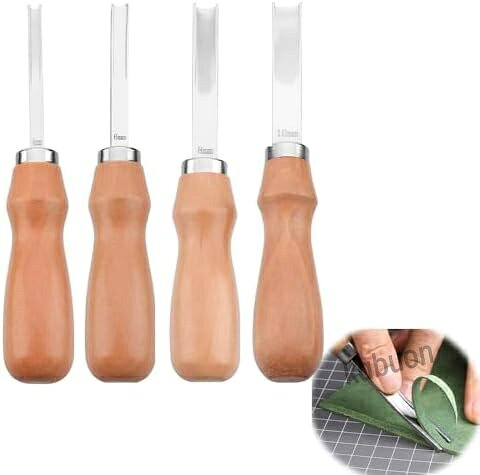 【高品質スチール製のエッジ削り工具】 レザークラフト用のエッジ面取り工具は高品質スチールを採用し、木製ハンドルは手に馴染みやすく、扱いやすく耐久性にも優れています。手動でのレザー加工に最適な削り工具セットです。 【4サイズ展開で用途に合わせて選べる】 4mm、6mm、8mm、10mmの4種類がセットになっており、好みや作業内容に合わせて適切なサイズを使い分けできます。革包丁や皮スキ作業の補助にも便利で、レザークラフト初心者にもおすすめです。 【鋭い刃で滑らかなエッジ加工】 スクレイピングベベラーは鋭い刃を持ち、革のエッジ面取り、厚み調整、縫い代作りなどに最適です。均一で滑らかな仕上がりを実現し、レザークラフト道具として高い実用性を発揮します。 【曲線形状のヘッドで均一な削り作業】 曲線状の一体型ヘッド構造により、削りムラや厚みの不均一を防ぎ、革漉き作業をよりスムーズに行えます。レザーDIY作品の仕上がりを一段と美しくするための便利な道具です。 【携帯性に優れたフレンチベベラー】 軽量で持ち運びやすく、外出先やワークショップなど必要な場所へ簡単に持って行けます。プロの革職人からレザークラフト愛好家まで幅広く活用できる、使い勝手の良いエッジ加工ツールです。【高品質スチール製のエッジ削り工具】 レザークラフト用のエッジ面取り工具は高品質スチールを採用し、木製ハンドルは手に馴染みやすく、扱いやすく耐久性にも優れています。手動でのレザー加工に最適な削り工具セットです。 【4サイズ展開で用途に合わせて選べる】 4mm、6mm、8mm、10mmの4種類がセットになっており、好みや作業内容に合わせて適切なサイズを使い分けできます。革包丁や皮スキ作業の補助にも便利で、レザークラフト初心者にもおすすめです。 【鋭い刃で滑らかなエッジ加工】 スクレイピングベベラーは鋭い刃を持ち、革のエッジ面取り、厚み調整、縫い代作りなどに最適です。均一で滑らかな仕上がりを実現し、レザークラフト道具として高い実用性を発揮します。 【曲線形状のヘッドで均一な削り作業】 曲線状の一体型ヘッド構造により、削りムラや厚みの不均一を防ぎ、革漉き作業をよりスムーズに行えます。レザーDIY作品の仕上がりを一段と美しくするための便利な道具です。 【携帯性に優れたフレンチベベラー】 軽量で持ち運びやすく、外出先やワークショップなど必要な場所へ簡単に持って行けます。プロの革職人からレザークラフト愛好家まで幅広く活用できる、使い勝手の良いエッジ加工ツールです。