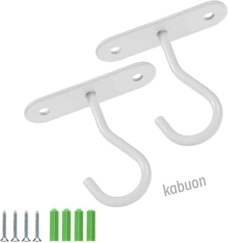 材質：金属素材を採用し、耐久性と耐摩耗性に優れ、長時間使用できます。 耐荷重と安定性も高められています。 取り付けやすい：天井に二つの穴を開け、ビスをネジ込むだけで簡単に取り付け可能です。 吊り下げ金具：2つのネジを用いてしっかりと固定されたJ字型フックは揺れを防止します。 用途：天井吊り下げ金具は、白塗りの壁、セメントの壁、床、デッキなど、さまざまなニーズに対応する多機能アクセサリーとして使用できます。 商品仕様：天井フック*2個、ネジ*4個　耐荷重：約16kg材質：金属素材を採用し、耐久性と耐摩耗性に優れ、長時間使用できます。 耐荷重と安定性も高められています。 取り付けやすい：天井に二つの穴を開け、ビスをネジ込むだけで簡単に取り付け可能です。 吊り下げ金具：2つのネジを用いてしっかりと固定されたJ字型フックは揺れを防止します。 用途：天井吊り下げ金具は、白塗りの壁、セメントの壁、床、デッキなど、さまざまなニーズに対応する多機能アクセサリーとして使用できます。 商品仕様：天井フック*2個、ネジ*4個　耐荷重：約16kg