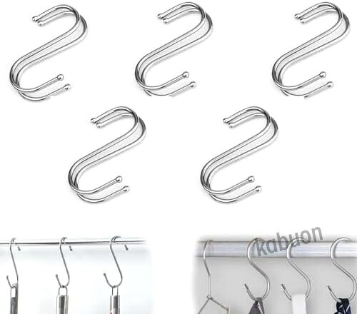 S 字フック 10 個セット (8cm×10pcs) 耐荷重 15kg 防錆設計 多用途収納用フック