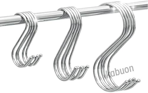 S字 フック 15個セット ステンレス製 耐荷重 省スペース 収納 吊り下げ DIY （3サイズ×各5個）