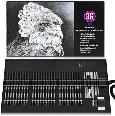 スケッチ用の完全な描画鉛筆セットには、プレミアムシャープグラファイト鉛筆24本が含まれています。 (14B、12B、10B、9B、8B、7B、6B×2、5B、4B×2、3B、2B×3、B、HB×2、F、2H、3H、4H、5H) さらに、3本のブラックチャコール鉛筆、ブレンド切り株3本 (#9、#7、#5)、アートナイフ1本、鉛筆エクステンダー1本、練り消しゴム1個、ビニール消しゴム1個、シャープナー1個、キャンバスロールペンシルケース1個が含まれています。 頑丈なキャンバスロールアップケースに入っており、36ピースすべてをしっかりと保持し、きれいに整理できます。 コンパクトで軽量なデザインなので、旅行、アートクラス、屋外でのスケッチに最適です。 ツールを保護し、インスピレーションを受けたときにいつでも準備を整えます。 このスケッチ鉛筆セットは、初心者からプロまで、あらゆるスキルレベルのアーティストにインスピレーションを与えるように設計されています。 ディテール、スケッチ、シェーディング、ブレンドなどに最適で、クリエイティブなアイデアを実現するのに役立ちます。 あらかじめ研がれている芯は滑らかで耐久性があり、研ぎやすく消しやすいので、グラフィックデザイナーやリアルなスケッチに最適です。 ディテール、シェーディング、重ね付けに優れ、厚いブレンドから細かいイラスト、深いシェーディングまで簡単に移動できます。 アーティスト、学生、愛好家、初心者向けに考え抜かれたデザインです。 個人的な使用にも、誕生日、祝日、その他の機会の創造的な贈り物としても、この包括的な描画セットは、カジュアルなスケッチから詳細なイラストやプロのアートワークまで、幅広いアートプロジェクトをサポートします。スケッチ用の完全な描画鉛筆セットには、プレミアムシャープグラファイト鉛筆24本が含まれています。 (14B、12B、10B、9B、8B、7B、6B×2、5B、4B×2、3B、2B×3、B、HB×2、F、2H、3H、4H、5H) さらに、3本のブラックチャコール鉛筆、ブレンド切り株3本 (#9、#7、#5)、アートナイフ1本、鉛筆エクステンダー1本、練り消しゴム1個、ビニール消しゴム1個、シャープナー1個、キャンバスロールペンシルケース1個が含まれています。 頑丈なキャンバスロールアップケースに入っており、36ピースすべてをしっかりと保持し、きれいに整理できます。 コンパクトで軽量なデザインなので、旅行、アートクラス、屋外でのスケッチに最適です。 ツールを保護し、インスピレーションを受けたときにいつでも準備を整えます。 このスケッチ鉛筆セットは、初心者からプロまで、あらゆるスキルレベルのアーティストにインスピレーションを与えるように設計されています。 ディテール、スケッチ、シェーディング、ブレンドなどに最適で、クリエイティブなアイデアを実現するのに役立ちます。 あらかじめ研がれている芯は滑らかで耐久性があり、研ぎやすく消しやすいので、グラフィックデザイナーやリアルなスケッチに最適です。 ディテール、シェーディング、重ね付けに優れ、厚いブレンドから細かいイラスト、深いシェーディングまで簡単に移動できます。 アーティスト、学生、愛好家、初心者向けに考え抜かれたデザインです。 個人的な使用にも、誕生日、祝日、その他の機会の創造的な贈り物としても、この包括的な描画セットは、カジュアルなスケッチから詳細なイラストやプロのアートワークまで、幅広いアートプロジェクトをサポートします。