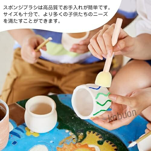 かぶおんのスポンジ フォーム ブラシ 【10本セット】ペインティングブラシ アクリル、アート、ニス、クラフト用ペイント・フォーム・ブラシ｜アングル3