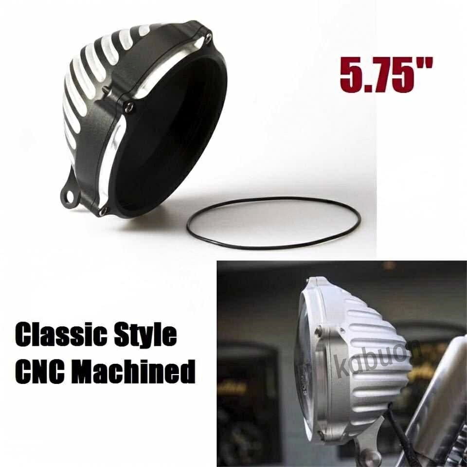 5.75インチ CNC アルミ ヘッドライトカバー ベゼル ケース ディープカット ハーレ...