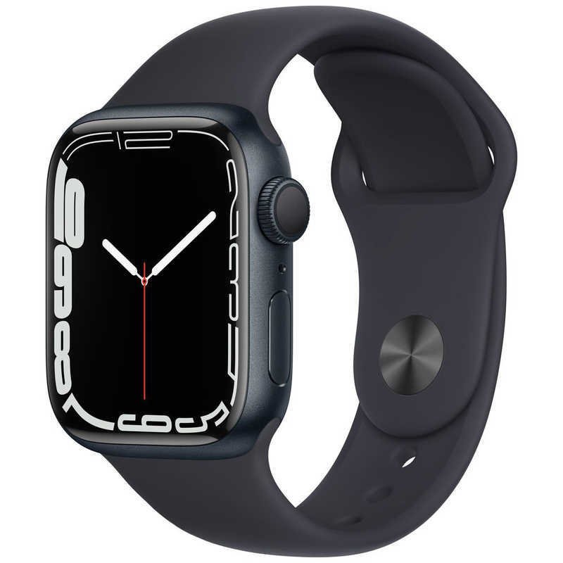 MKMX3J/A Apple Watch Series 7（GPSモデル）- 41mmミッドナイトアルミニウムケースとミッドナイトスポーツバンド - レギュラー