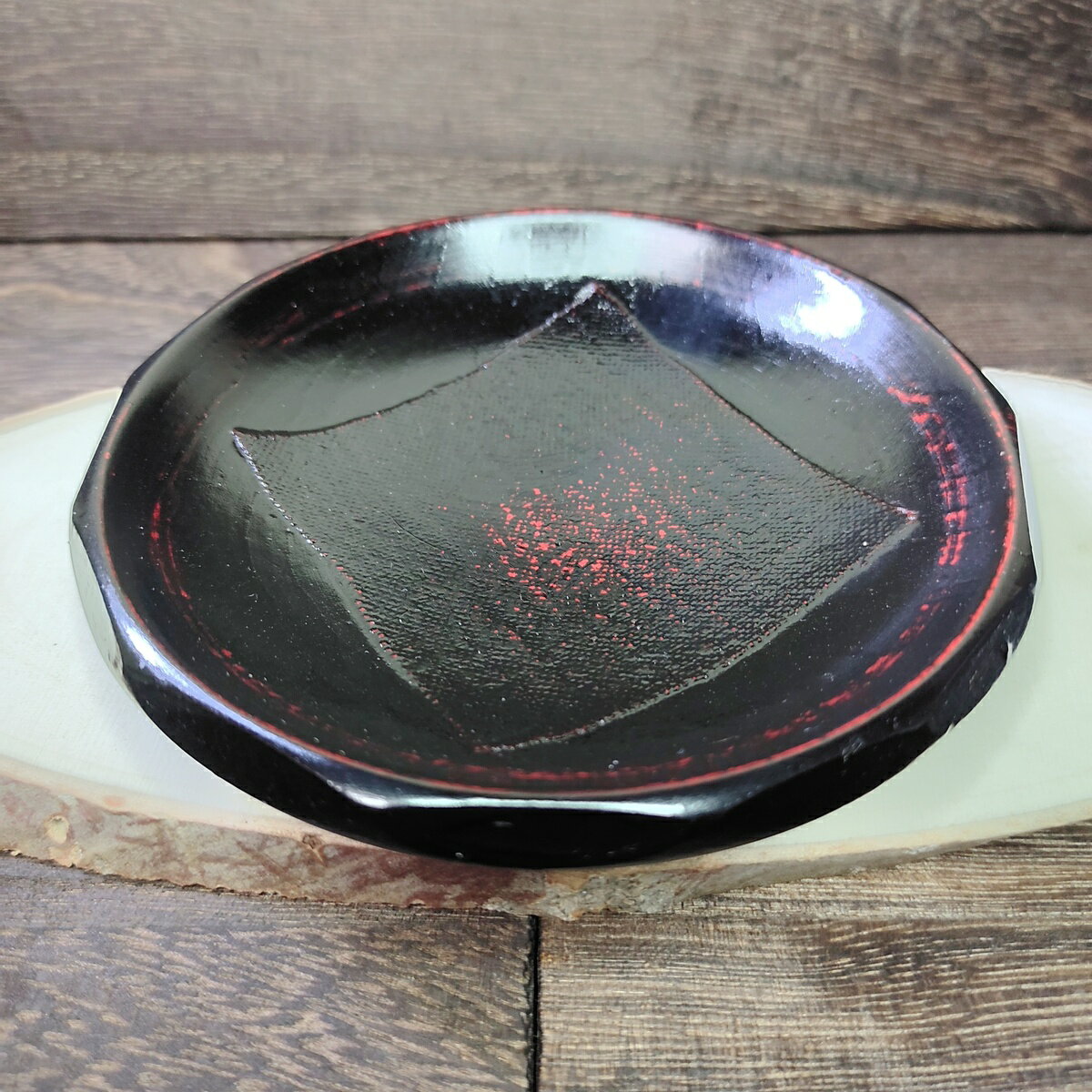 茶托 曙小粋 天然木 木製 漆器 漆 漆塗り 布 布張り 漆塗 丸 径120mm 黒 赤 布張り 中国製 プレゼント ギフト 塗 塗り ※茶托単品の販売です。