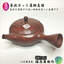 急須 茶泥カット藻掛急須 横手急須 二代目玉光 梅原廣隆作 常滑焼 藻掛け 陶器 手作り ギフト プレゼント きゅうす ポット 満水容量260cc 胴外径103mm 胴高さ47mm