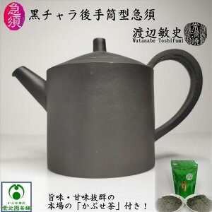 黒チャラ後手筒型急須 渡辺敏史 高山陶園 常滑焼 陶器 創作急須 手作り 手造り 鋳込み成型 オリジナル 国産 日本製 寿文 JYUMON 黒色 お茶ポット 落ち着き 現代風 シック 趣き 陶製茶こし セラメッシュ 癒し 注ぎやすい 使いやすい 洗いやすい ギフト プレゼント