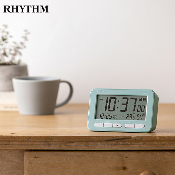 電波 デジタル 時計 めざまし 8RZ234SR04 アラーム スヌーズ カレンダー 温度 湿度 六曜 ライト リズム RHYTHM 【お取り寄せ】 [2]