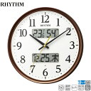 電波 掛 時計 カレンダー 温度 湿度 フィットウェーブリブA03 8FYA03SR06 リズム RHYTHM 連続秒針 夜眠る秒針 【お取り寄せ】【記念品】【夜眠る秒針】【電波時計】【名入れ】【少数】