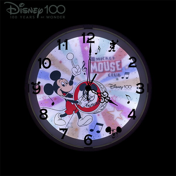 ディズニー 100周年 限定 モデル Disney 100th anniversary M817 8MG817MC72 ミッキーマウス 掛 時計 オートライト 連続秒針 クオーツ RHYTHM リズム【名入れ】 【Disneyzone】【ギフトラッピング対応】【在庫あり】 [2]