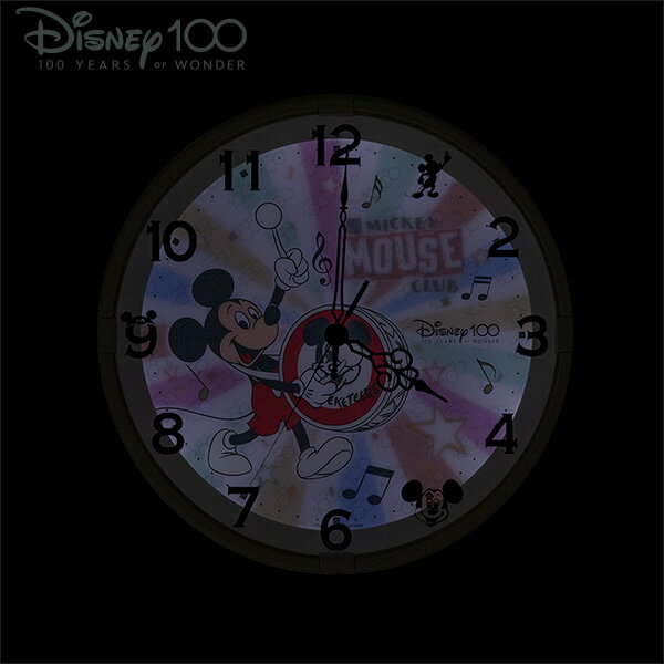 ディズニー 100周年 限定 モデル Disney 100th anniversary M817 8MG817MC72 ミッキーマウス 掛 時計 オートライト 連続秒針 クオーツ RHYTHM リズム【名入れ】 【Disneyzone】【ギフトラッピング対応】【在庫あり】 [3]