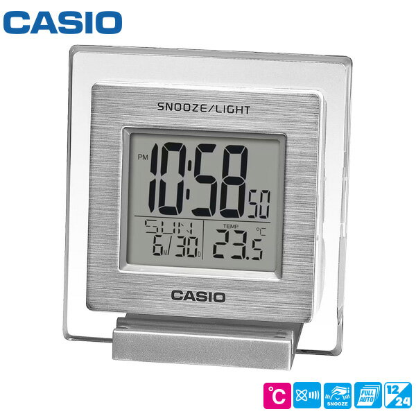 Rakuten - めざまし 置 時計 カシオ DQ-736-8JF CASIO スタンダード 温度計 アラーム カレンダー シンプル シルバー クロック 【正規品】【お取り寄せ】