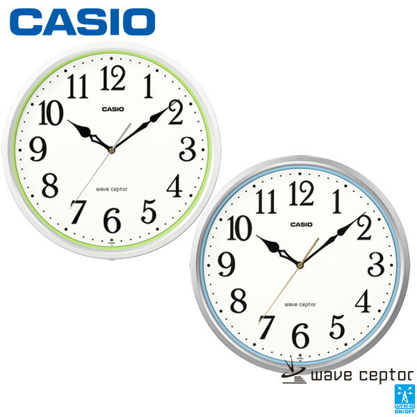 Rakuten - 電波 掛 時計 カシオ IQ-483J-7JF 8JF CASIO スタンダード シンプル ライムグリーン ライトブルー クロック 【正規品】【お取り寄せ】