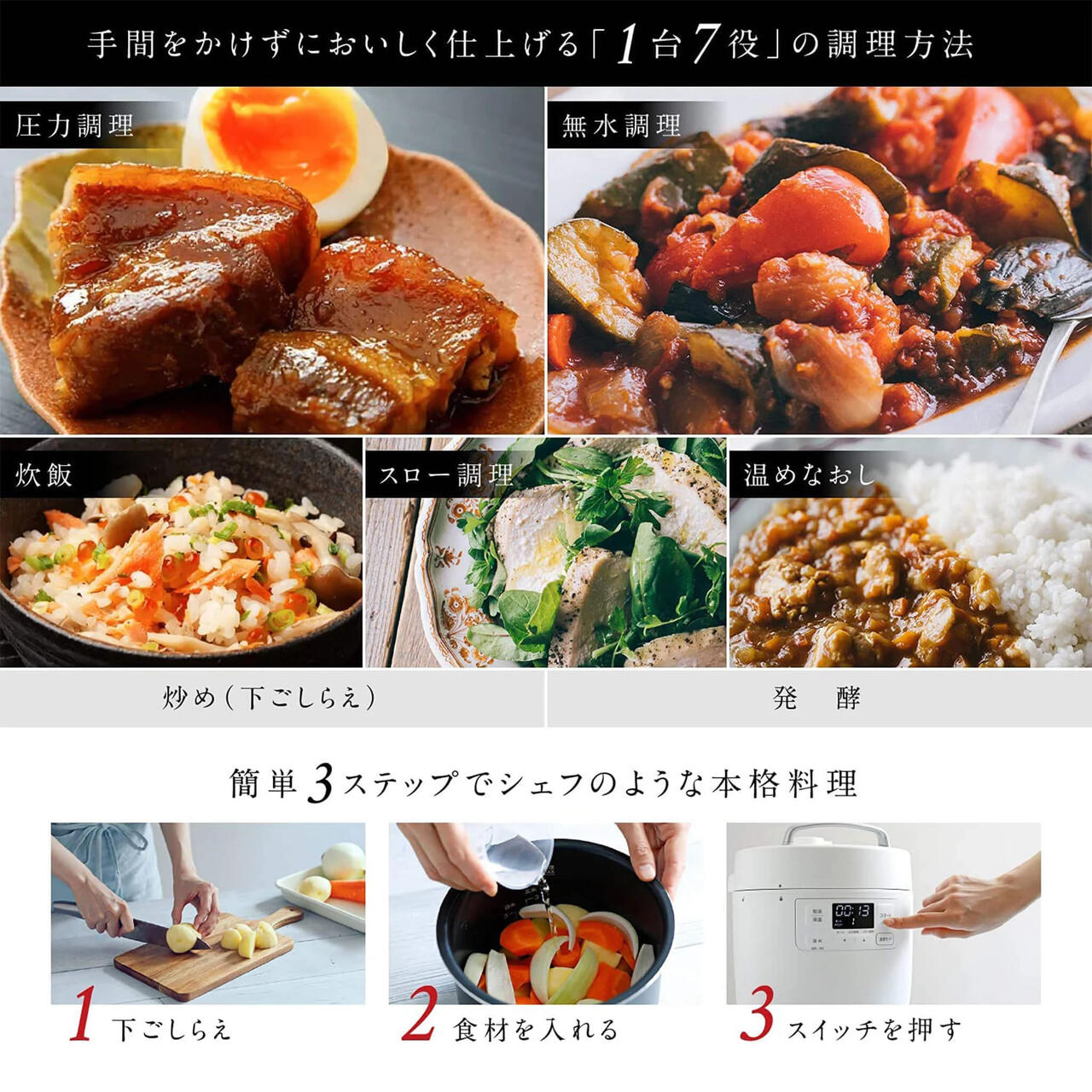 シロカ 電気圧力鍋 おうちシェフ sp2df231 1〜3人用 調理 1.68L 満水 2.4L【お祝い プレゼント】【在庫あり】おうちシェフ Fタイプ siroca SP-2DF231-W ホワイト