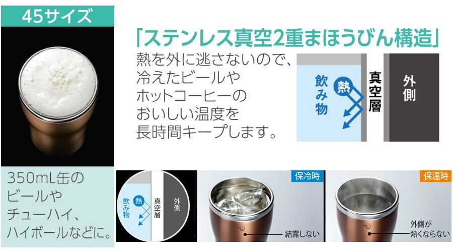 ZOJIRUSHI SX-DN45-NC　象印 ステンレスタンブラー（※食洗機非対応です） 保温・保冷 0.45L クリアカッパー [ステンレス真空2重まほうびん構造] 【ギフトラッピング対応】【お取り寄せ】