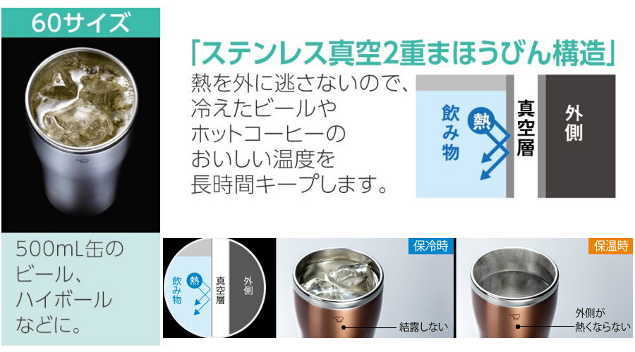 ZOJIRUSHI SX-DN60-NC　象印 ステンレスタンブラー（※食洗機非対応です） 保温・保冷 0.60L クリアカッパー [ステンレス真空2重まほうびん構造] 【ギフトラッピング対応】【お取り寄せ】