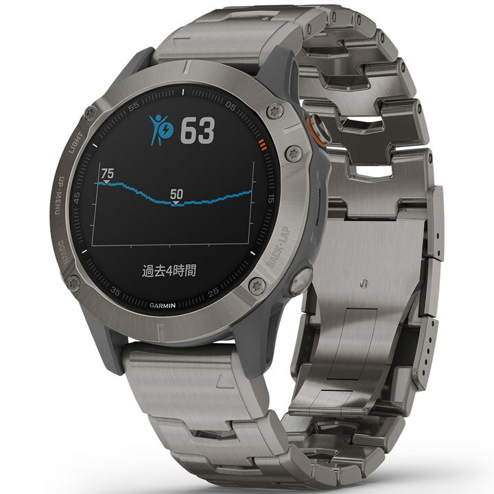 【取説★印刷サービス】 GPSスマートウォッチ ガーミン GARMIN fenix 6 Sapphire Ti Gray Titanium band (010-02158-83) ランニング 登山 ゴルフ スノーボード アウトドア スポーツ 腕時計 Suica対応 血中酸素トラッキング 心拍計 音楽再生 天気 通知機能 【国内正規品】