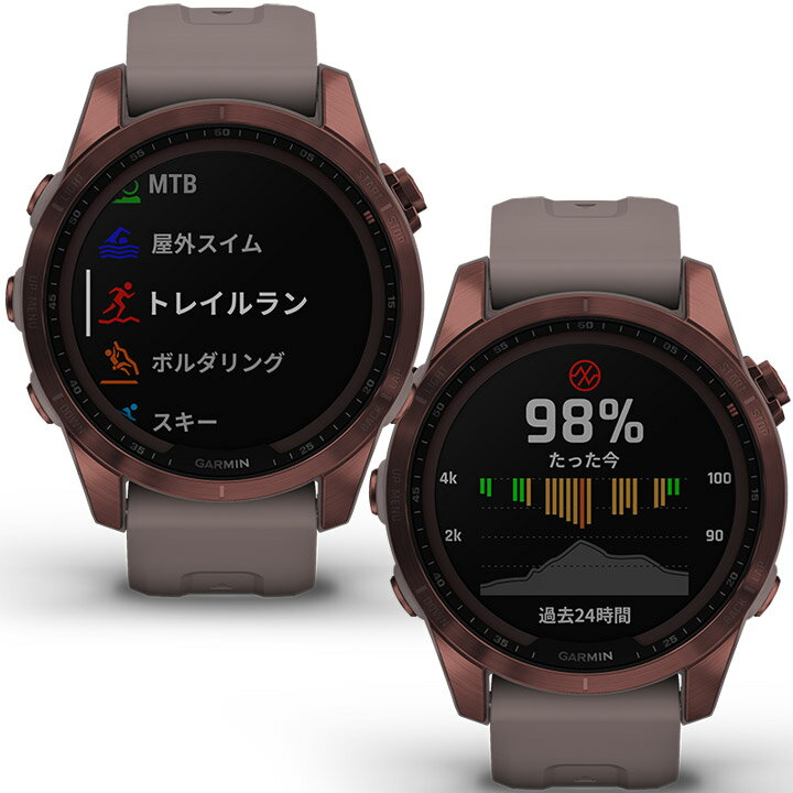 【取説★印刷サービス】 GPSスマートウォッチ ガーミン GARMIN fenix 7S Sapphire Dual Power Ti Dark Bronze / Shale Gray (010-02539-52) ランニング 登山 ゴルフ スキー アウトドア トレイルラン 筋トレ スポーツ Suica対応 血中酸素 心拍計 音楽再生 通知機能