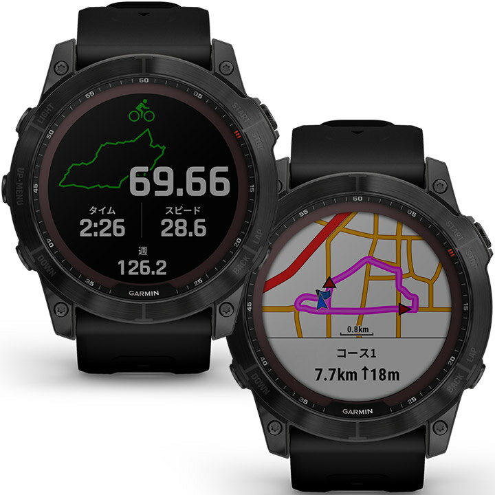 【取説★印刷サービス】 GPSスマートウォッチ ガーミン GARMIN fenix 7X Sapphire Dual Power Ti Black DLC / Black (010-02541-43) ランニング 登山 ゴルフ スキー アウトドア サーフィン 筋トレ Suica対応 血中酸素 心拍計 高度計 温度計 音楽再生 通知機能