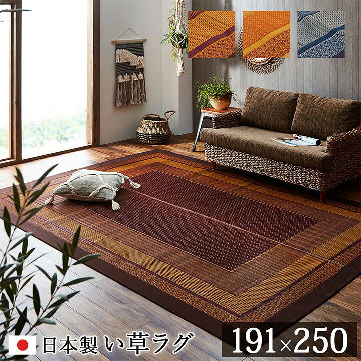 261 cm - 440 cm - ランクス い草 い草ラグ カーペット 国産 日本製 モダン シンプル 和室 リビング お手入れ簡単 夏 抗菌防臭 調湿 消臭 空気清浄 汚れにくい ラグ 国産 純国産 日本製 い草 モダン 抗菌防臭 自然素材 約191×250cm