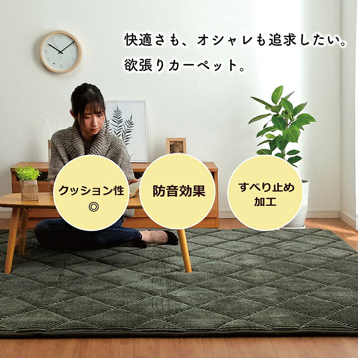 イケヒコ ラグ カーペット 8畳 10畳 大判 ラグ 厚手 30mm 極厚 大人気 グランド 長方形 約185×300cm 8色展開 ベージュ オレンジ グリーン ネイビー グレー アイボリー ピンク ブラック【敷物 単品 ファブリックラグ】