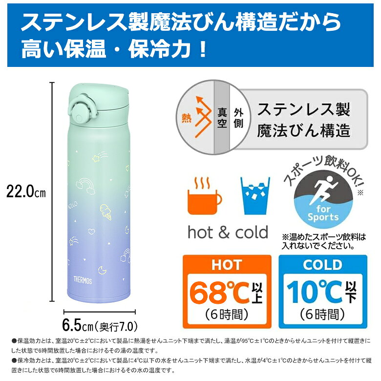 サーモス 水筒 500ml 真空断熱ケータイマグ ワンタッチ 軽量デザイン JNR-504G パ...