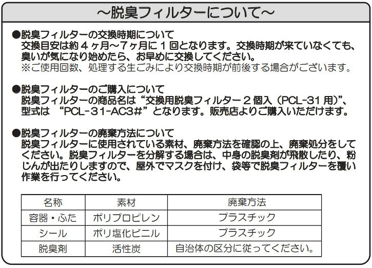 パリパリキューブ フィルター 生ごみ減量乾燥機 パリパリキューブ ライト PCL-35対...