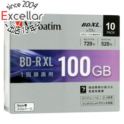 【いつでも2倍 5．0のつく日は3倍 1日も18日も3倍 】Verbatim 4倍速対応BD-R XL 100GB 10枚組 VBR520YP10D1