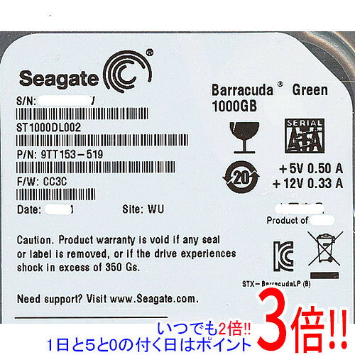 SEAGATE製HDD ST1000DL002 1TB SATA600 5900