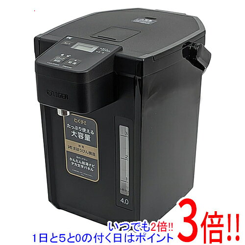 商品名【延長保証対応!!】TIGER VE電気まほうびん とく子さん 4L PIX-A400-K ブラック商品状態新品の商品です。型番PIX-A400-K [ブラック]仕様[基本仕様]タイプ：電気ポット容量：4 L出湯方式：電動式沸騰時間：満水:約30分電源コード：1.2 m消費電力：定格消費電力:905W目盛付き窓：○[安全機能]転倒湯漏れ防止：○空焚き防止：○[その他機能]カルキ抜き機能：○[サイズ・重量]サイズ：242x311x333 mm重さ：3.5 kg[カラー]カラー：ブラックその他※掲載画像は代表画像です。実際の商品と細部が異なる場合がございますので、商品状態につきましては表記の内容をご確認ください。※返品についてはこちらをご覧ください。■延長保証について詳しくは下記をご覧ください。・延長保証（自然故障プラン）のご案内はコチラ・延長保証（物損付きプラン）のご案内はコチラ　