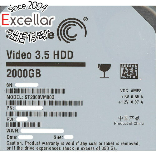 【いつでも2倍！5．0のつく日は3倍！1日も18日も3倍！】SEAGATE製HDD ST2000VM003 2TB SATA600 5900