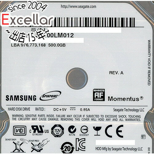 商品名Samsung製 ノート用HDD 2.5inch ST500LM012 500GB 9.5mm商品状態 新品です。 商品名 Samsung製 ノート用HDD 型番 ST500LM012 [500GB 9.5mm] 仕様 [スペック] ...