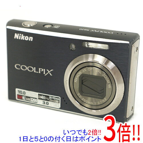 【1日と5.0のつく日、18日はポイント3倍！】【中古】Nikon(ニコン)製 COOLPIX S610 ブラック/1000万画素