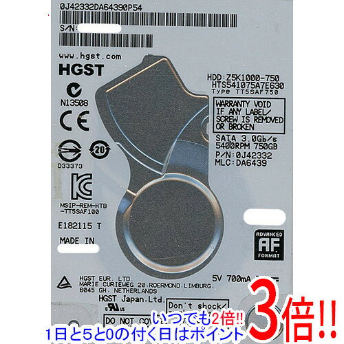 HGST HDD 2.5inch HTS541075A7E630 750GB