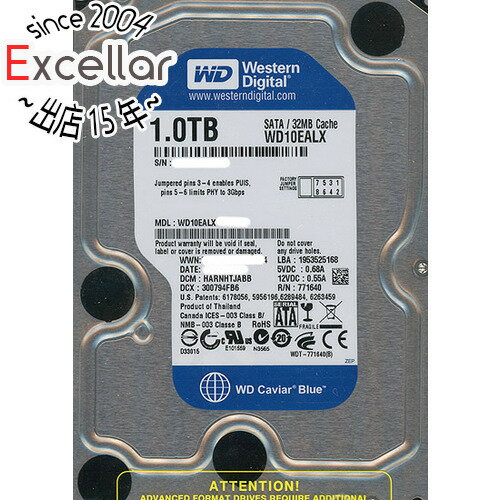 【いつでも2倍！5．0のつく日は3倍！1日も18日も3倍！】【中古】Western Digital製HDD WD10EALX 1TB SATA600 9000～10000時間以内