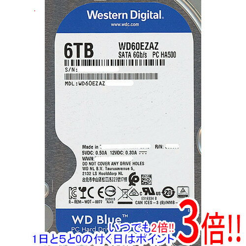 【1日と5.0のつく日、18日はポイント3倍！】Western Digital製HDD WD60EZAZ 6TB SATA600 5400