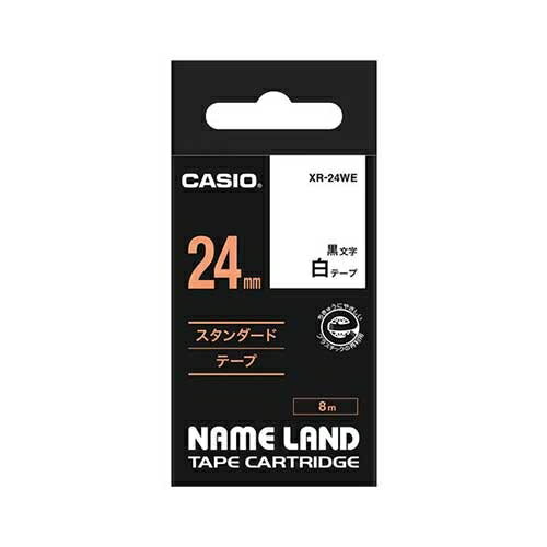 カシオネームランドテープ24mm　白／黒文字 A-4971850123750★