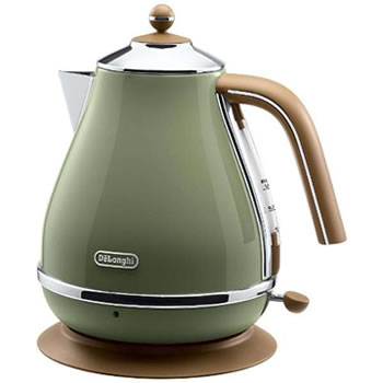 【5/15限定★抽選で2人に1人最大100%ポイントバック！要エントリー】デロンギ【DeLonghi】1.0L電気ケトルオリーブグリーンKBOV1200J-GR★【アイコナ・ヴィンテージ】