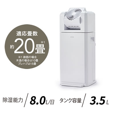 アイリスオーヤマ【デシカント式】サーキュレーター衣類乾燥除湿機 IJDC-K80★【首振り角度3段階】