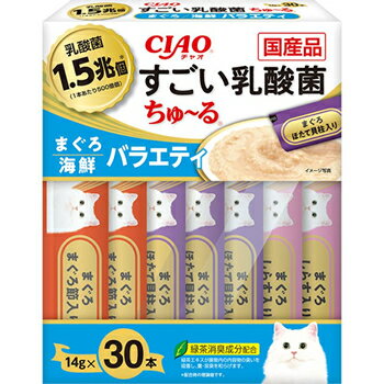 いなばペットフード【ペット用品】CIAO すごい乳酸菌ちゅ〜る まぐろ・海鮮バラエティ 14g×30本 P-4901133453298★【SC-382】のサムネイル